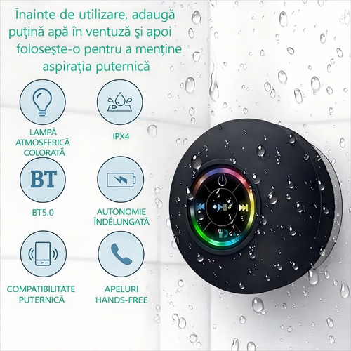 Boxă de Duș Bluetooth cu Lumină