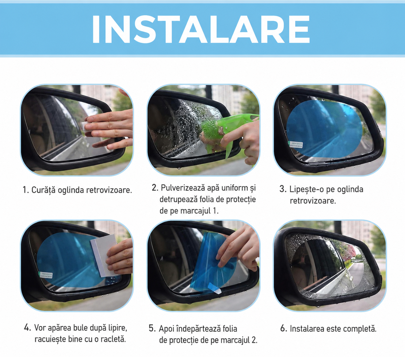 Film Anti-Ploaie pentru Oglinzi